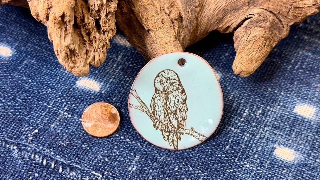 Laser-Etched Enamel Pendant by Andrew Thornton