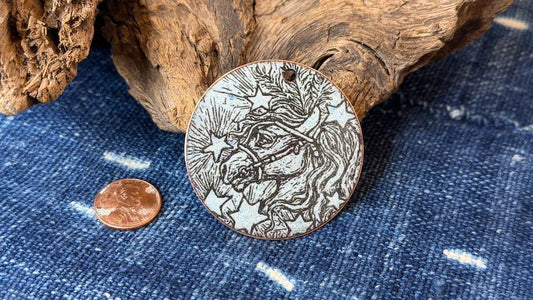 Laser-Etched Enamel Ornament / Pendant by Andrew Thornton