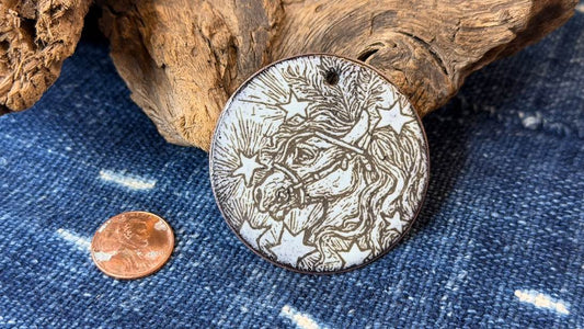 Laser-Etched Enamel Ornament / Pendant by Andrew Thornton