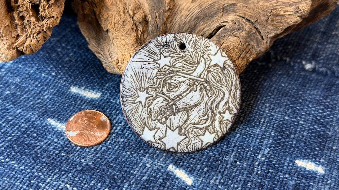 Laser-Etched Enamel Ornament / Pendant by Andrew Thornton