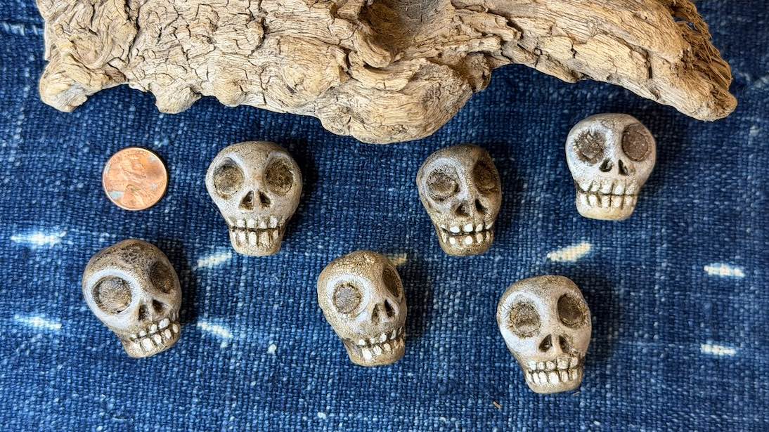 Polymer Clay Skull Pendants / Beads by Andrew Thornton