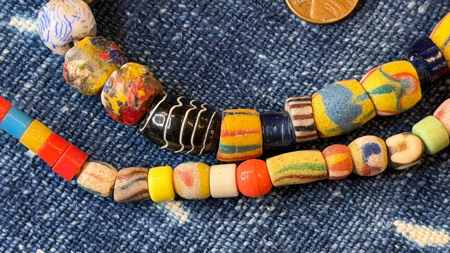 West African Mixed Trade Bead Strand