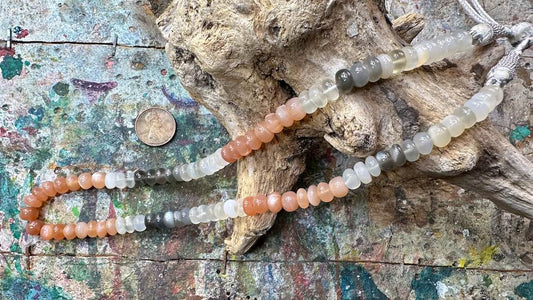 Multi-Moonstone Bead Strand - Smooth Rondelles - 7.5mm - 16”