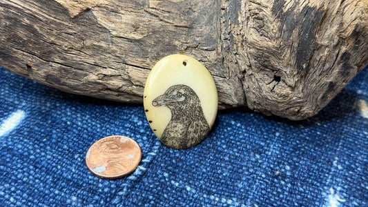 Laser-Etched Tagua Nut (Vegetable Ivory) Pendant by Andrew Thornton