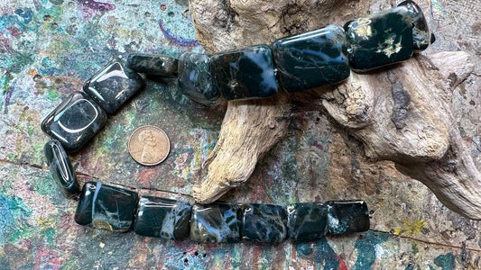 Pietersite Bead Strand - Rounded Rectangles - 17mm x 23mm - 14.75”