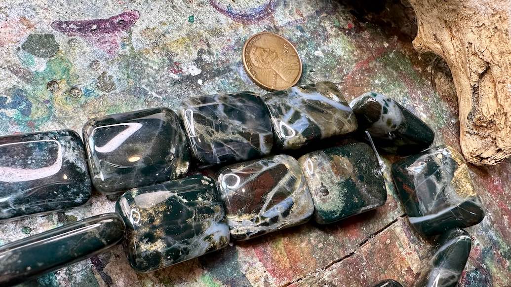 Pietersite Bead Strand - Rounded Rectangles - 17mm x 23mm - 14.75”