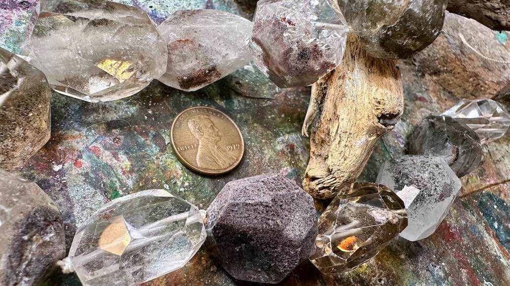 Rutilated Chlorite Bead Strand - Faceted Nuggets - 19.5mm x 26mm - 15”