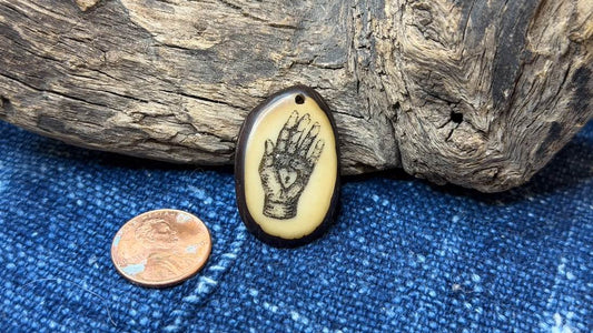 Laser-Etched Tagua Nut (Vegetable Ivory) Pendant by Andrew Thornton