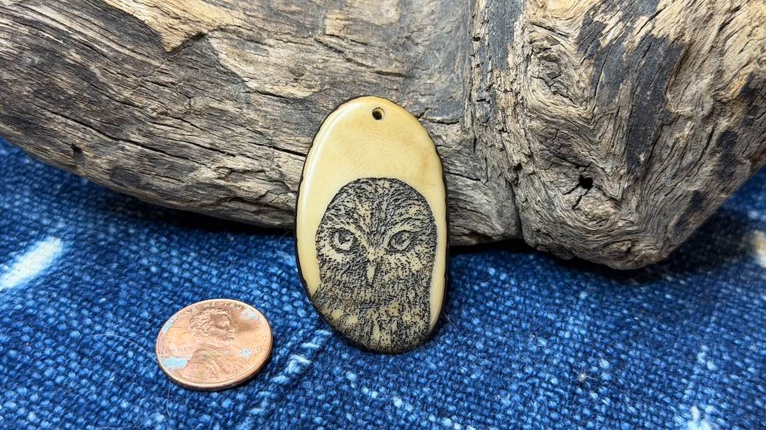 Laser-Etched Tagua Nut (Vegetable Ivory) Pendant by Andrew Thornton
