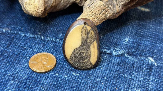 Laser-Etched Tagua Nut (Vegetable Ivory) Pendant by Andrew Thornton
