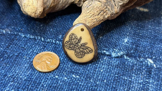 Laser-Etched Tagua Nut (Vegetable Ivory) Pendant by Andrew Thornton