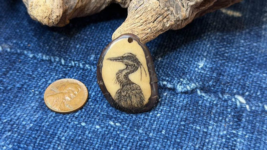 Laser-Etched Tagua Nut (Vegetable Ivory) Pendant by Andrew Thornton