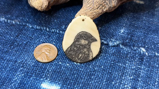 Laser-Etched Tagua Nut (Vegetable Ivory) Pendant by Andrew Thornton