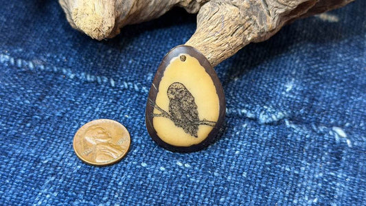 Laser-Etched Tagua Nut (Vegetable Ivory) Pendant by Andrew Thornton