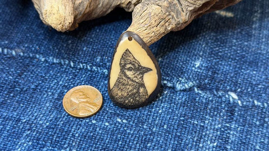 Laser-Etched Tagua Nut (Vegetable Ivory) Pendant by Andrew Thornton