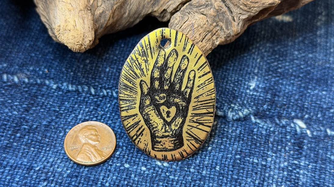 Laser-Etched Enamel Pendant by Andrew Thornton