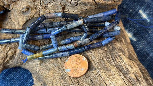 Dumortierite Bead Strand - Tubes - 4mm x 13mm - 15"
