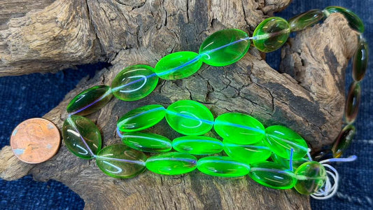 Vintage German Glass Bead Strand - Ovals - 13.5mm x 20mm - 19"