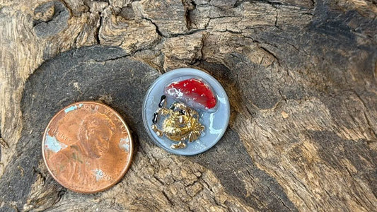 Vintage Czech Glass Button - Mushroom Friend - 18mm