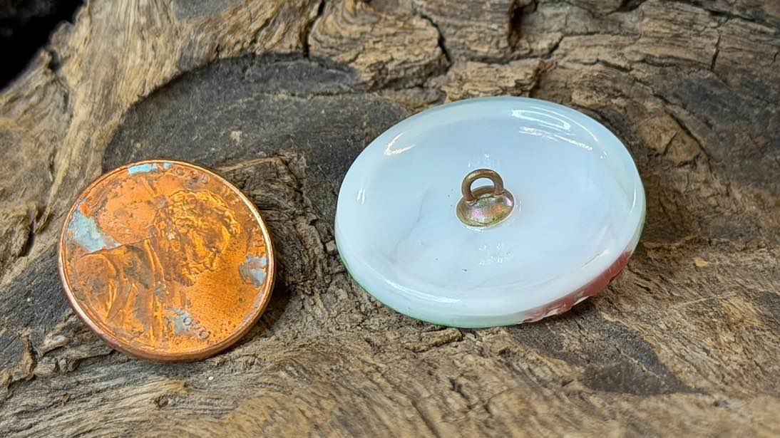 Vintage Czech Glass Button - Fox & Grapes - 26.5mm