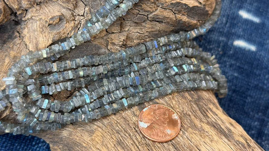 Labradorite Bead Strand - Square Heishi - 4mm x 1.5mm - 16"