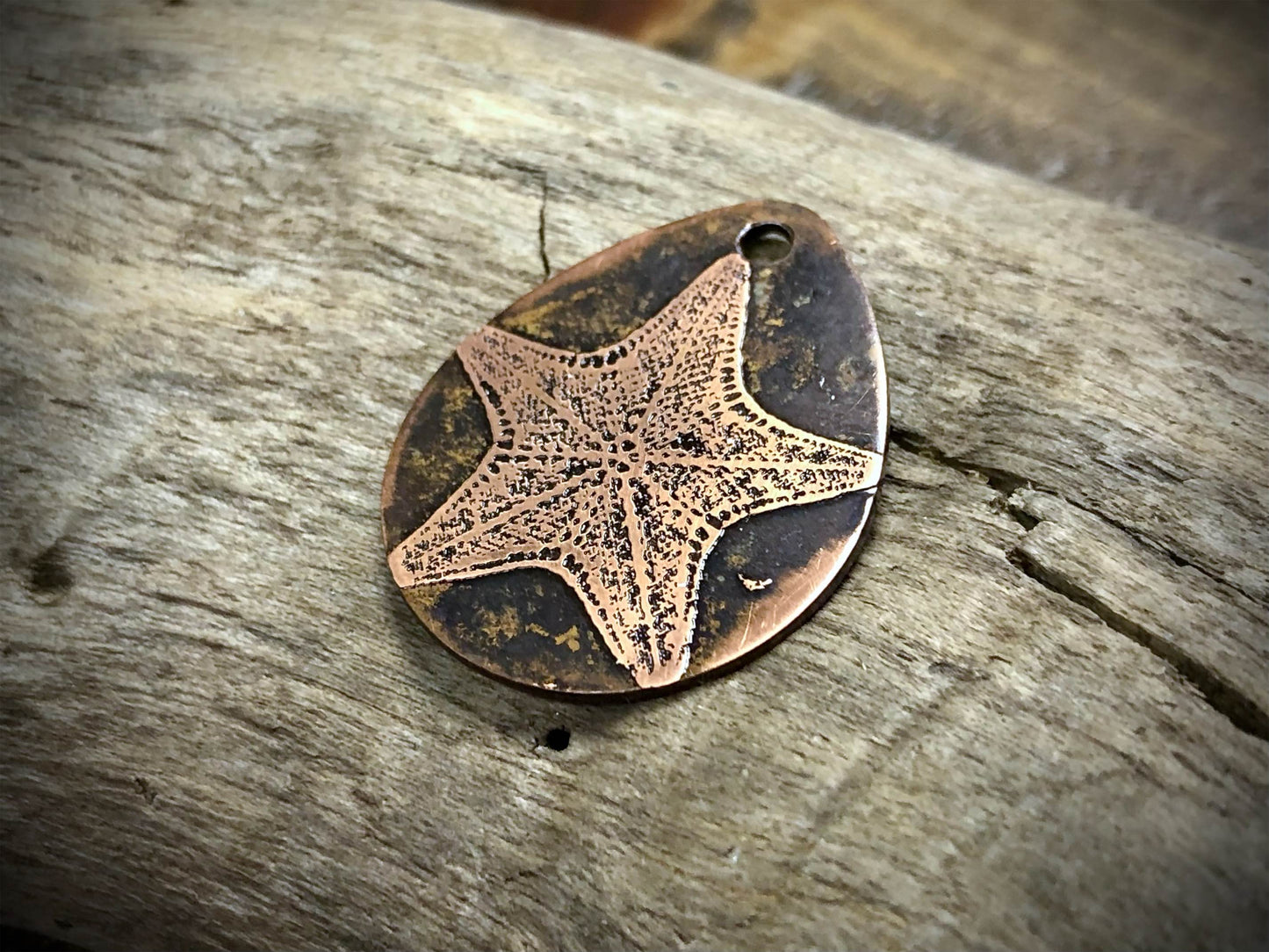 Etched Copper Pendant - Starfish