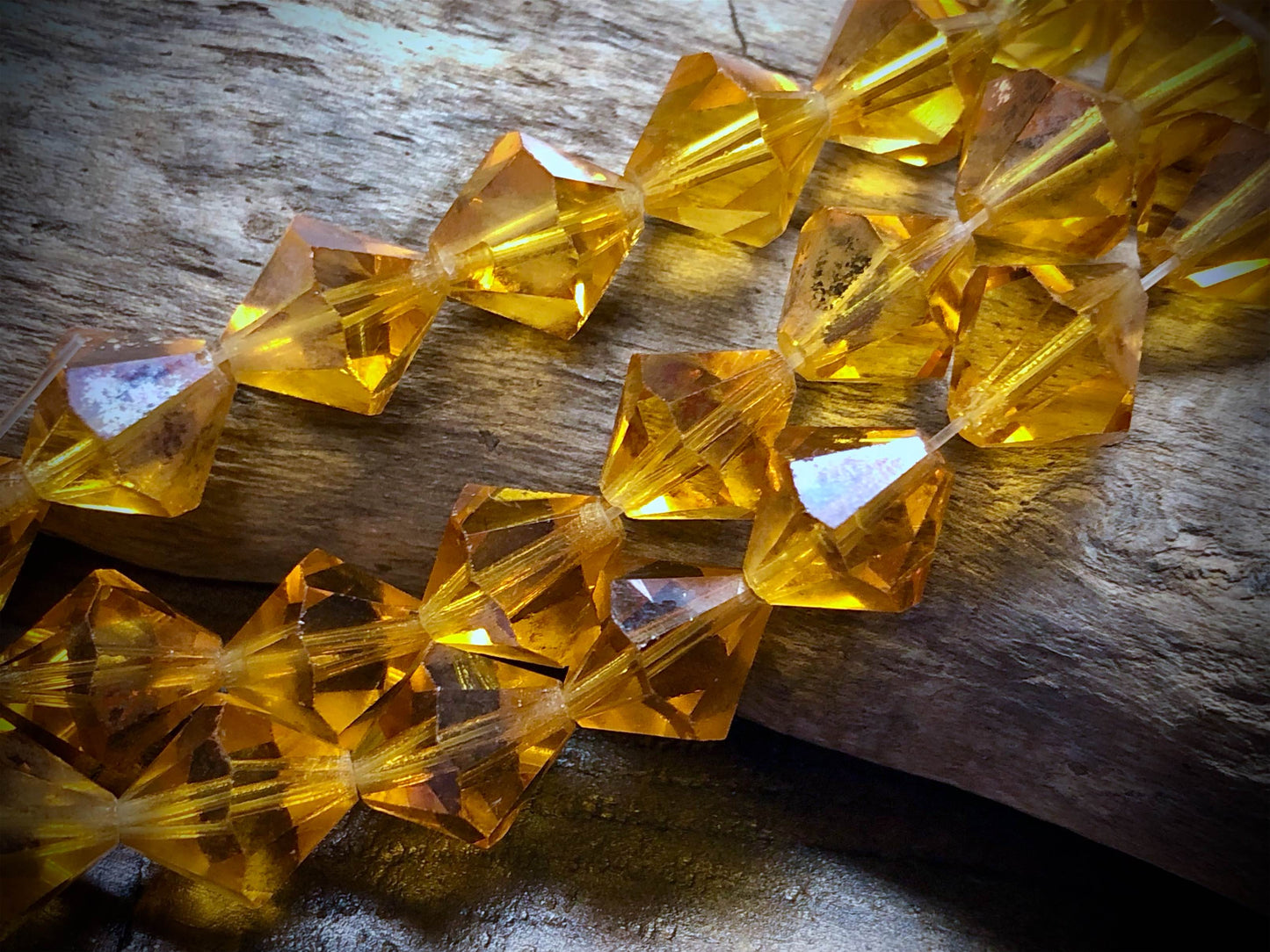 Czech Glass - Preciosa Crystal Bicone Beads - 12mm Topaz