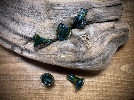 Trumpet Boro Glass Bead - Blue Swirl