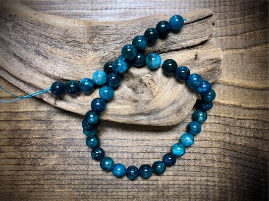 Blue Apatite Smooth 10mm Rounds - 15" - Dyed