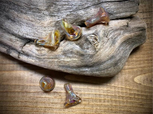 Trumpet Boro Glass Bead - Yellow Swirl