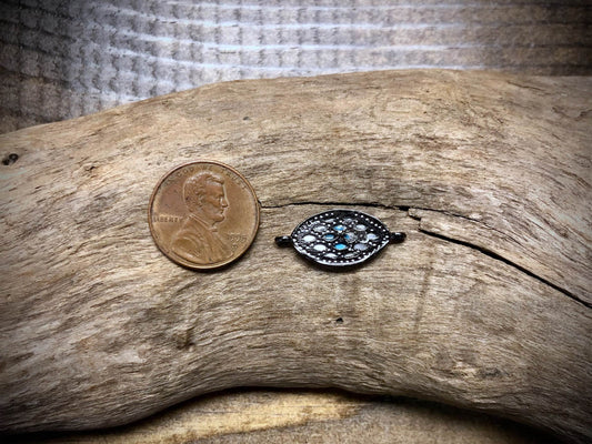Mother of Pearl & Rhinestone Evil Eye Connector