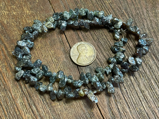 Electroplated Tourmaline Small Hand-Cut Top-Drilled Rough Chip