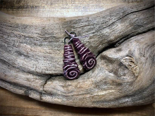 Marsha Neal Studio Ceramic Bead Pair - Grape Flattened Spirals