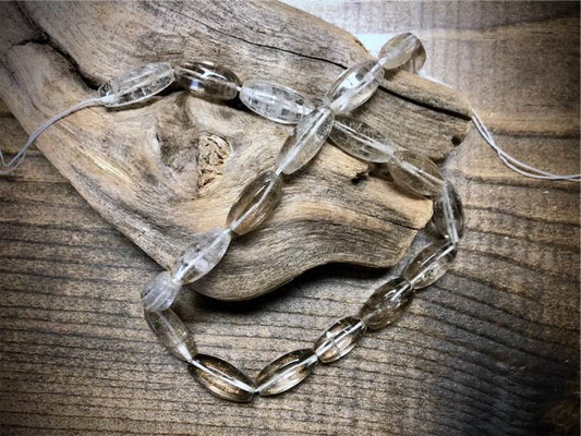 Rutilated Quartz Fluted Barrels Strand - 15mm x 8mm to 20mm x 10mm - 14"