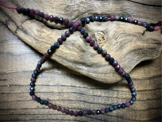 AAA Ruby & Sapphire Faceted Rounds Bead Strand - 3.5mm - 15.5"