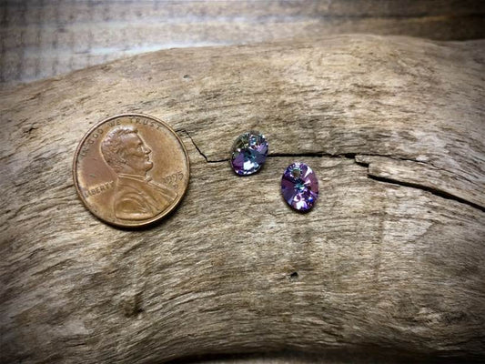 European Crystal Faceted Xilion Oval Drop Pair - Lavender Ombre