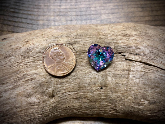 European Crystal Faceted Heart Pendant - Lavender Ombre