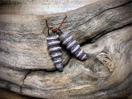 Marsha Neal Studio Ceramic Bead Pair - Lavender Spirals