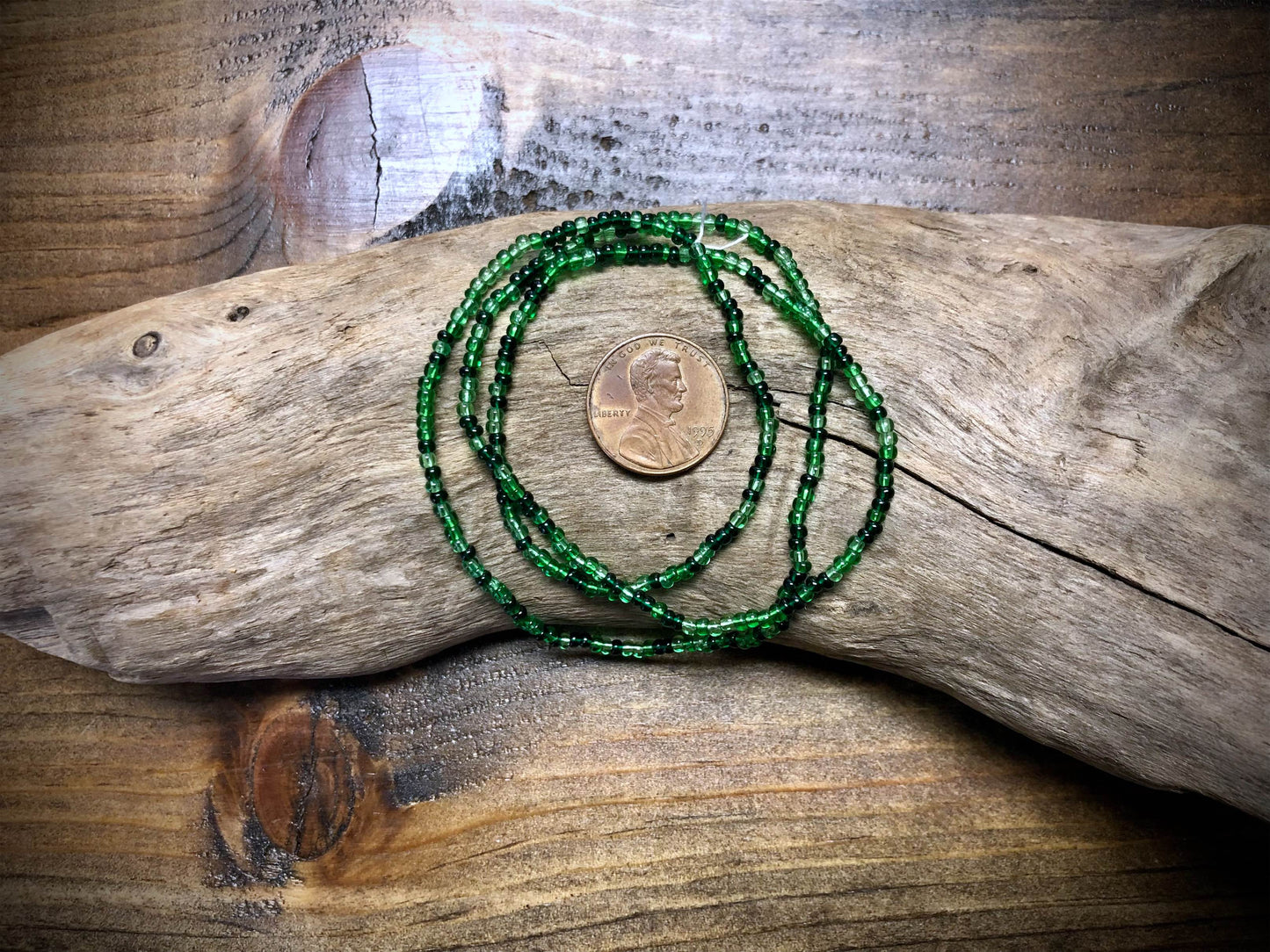 Vintage Czech Glass - 10/0 Seed Beads - Grass Green Mix - 18.5"