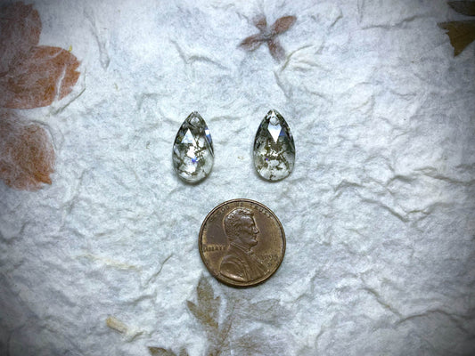 European Crystal Faceted Teardrop Pair - Black Patina