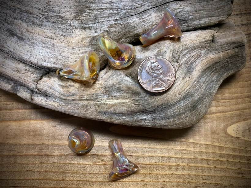 Trumpet Boro Glass Bead - Yellow Swirl