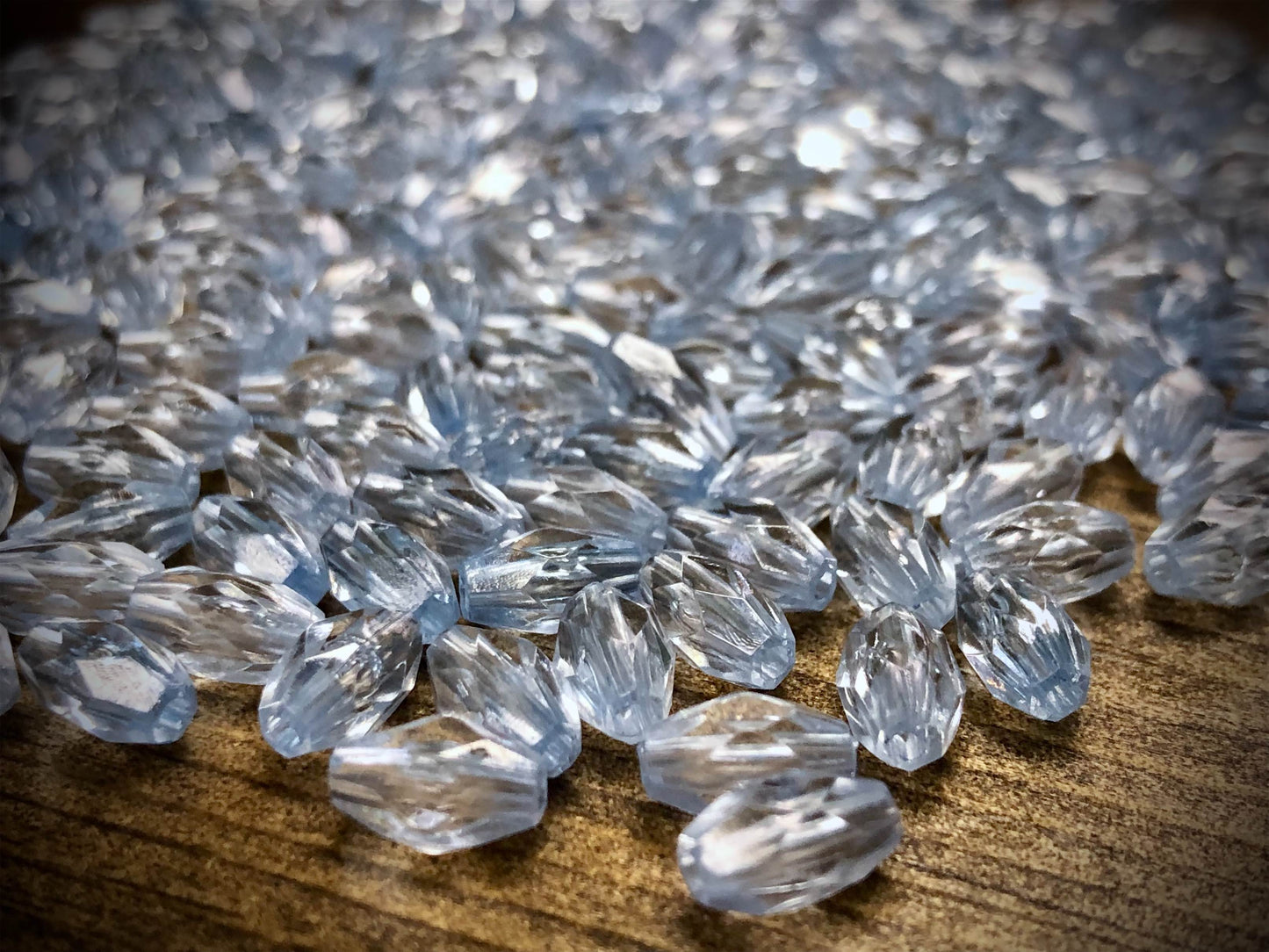 Vintage Lucite Faceted Rice Beads - 9mm x 5mm