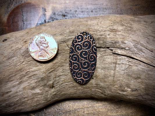Etched Copper Pendant - Swirls