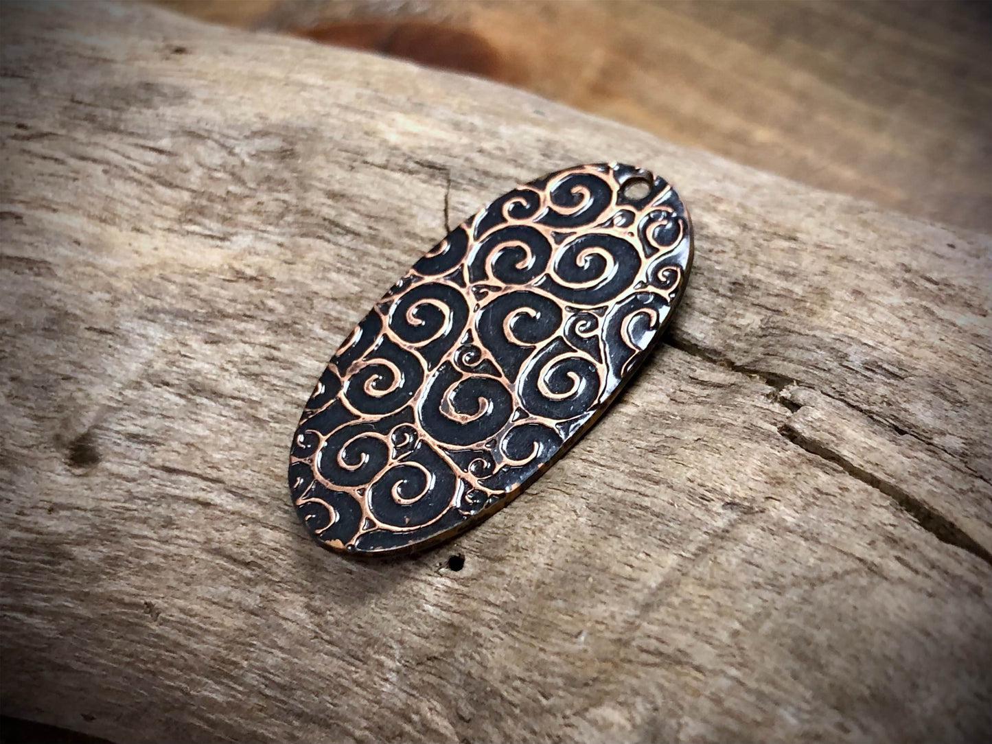 Etched Copper Pendant - Swirls