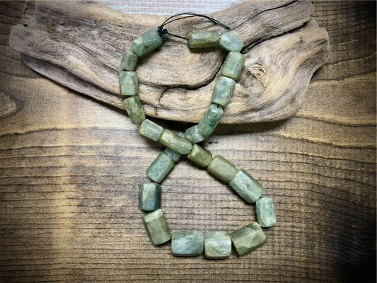 Aquamarine Graduated Rough Cut Hexagon Tubes Strand - 10mm x 9mm to 20mm x 15mm - 16"