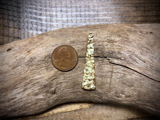 Hammered Drop Pendant - Satin Gold Tone