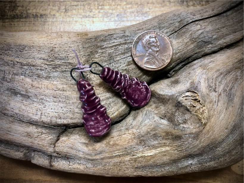 Marsha Neal Studio Ceramic Bead Pair - Grape Flattened Spirals