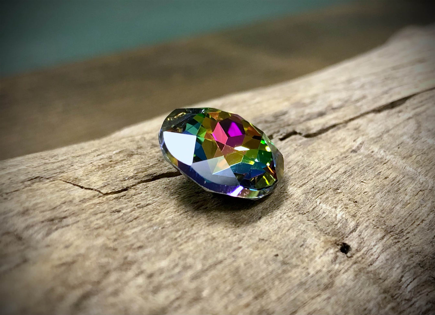 European Crystal Faceted Round Pendant - Bright Rainbow