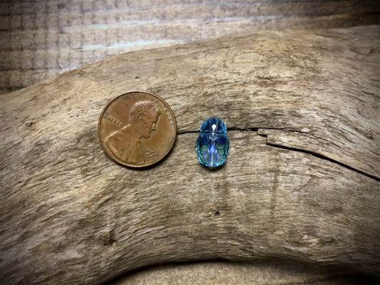 European Crystal Faceted Scarab Bead - Aquamarine Glacier Blue