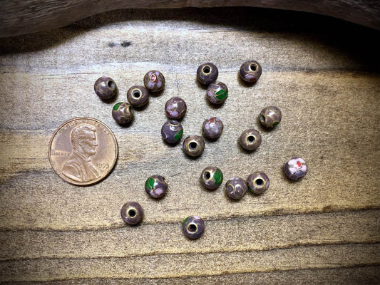 Vintage Cloisonné Floral Bead - Light Purple